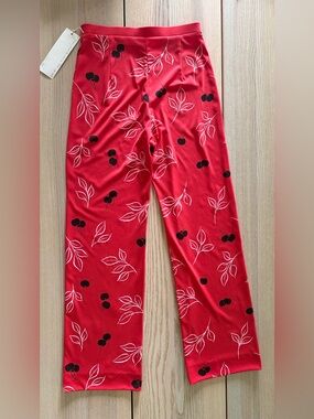 Vintage Red Cherry Print Lounge Pants Size 10, 28 inch waist